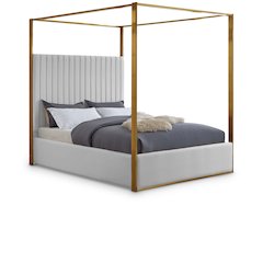 Jones White Vegan Leather Queen Bed