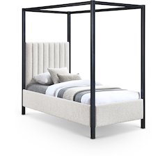Kelly Cream Boucle Fabric Twin Bed