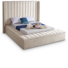 Kiki Cream Velvet King Bed