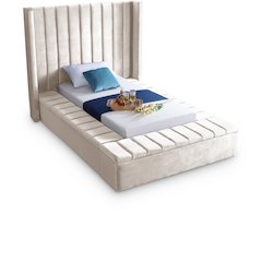 Kiki Cream Velvet Twin Bed