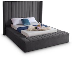 Kiki Grey Velvet King Bed