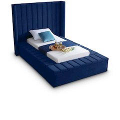Kiki Navy Velvet Twin Bed
