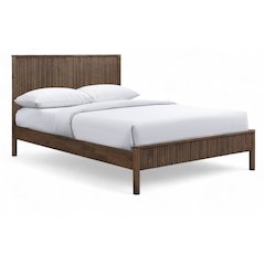Kivo Walnut Solid Wood King Bed