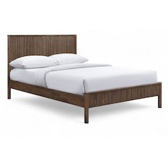 Kivo Walnut Solid Wood Queen Bed