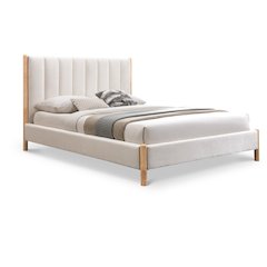 Kona Cream Polyester Fabric Queen Bed