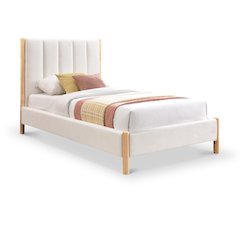 Kona Cream Polyester Fabric Twin Bed