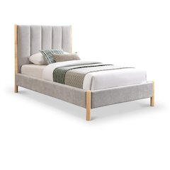 Kona Grey Polyester Fabric Twin Bed