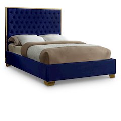 Lana Navy Velvet Queen Bed