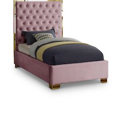 Lana Pink Velvet Twin Bed