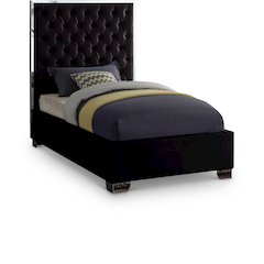Lexi Black Velvet Twin Bed