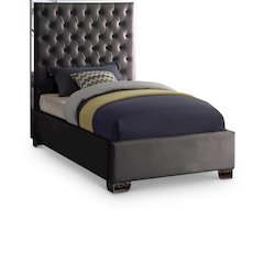 Lexi Grey Velvet Twin Bed