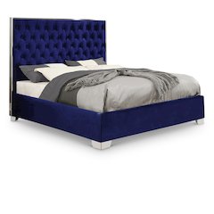 Lexi Navy Velvet Queen Bed