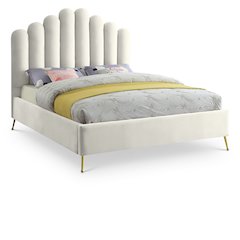 Lily Cream Velvet Queen Bed
