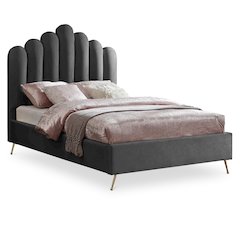 Lily Grey Velvet Full Bed
