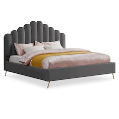 Lily Grey Velvet King Bed