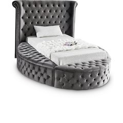 Luxus Grey Velvet Twin Bed
