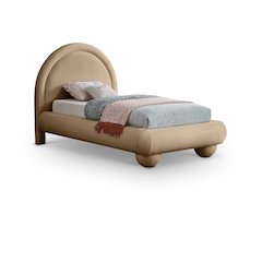 Madrid Beige Velvet Twin Bed