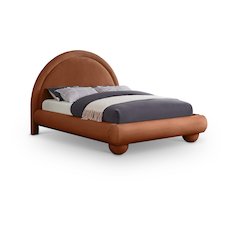 Madrid Cognac Velvet Queen Bed