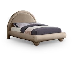 Madrid Taupe Velvet Queen Bed