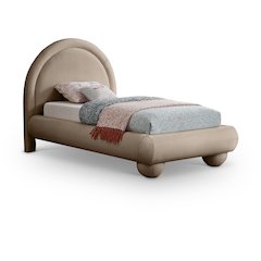 Madrid Taupe Velvet Twin Bed