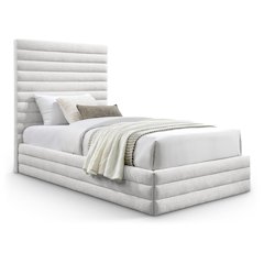 Maxwell Cream Linen Textured Fabric Twin Bed
