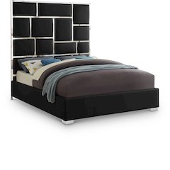 Milan Black Vegan Leather Queen Bed