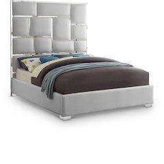 Milan White Vegan Leather Queen Bed