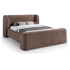 Modena Brown Chenille Fabric Upholstered Queen Bed