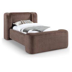 Modena Brown Chenille Fabric Upholstered Twin Bed