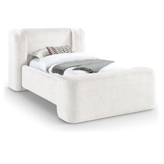 Modena Cream Chenille Fabric Upholstered Twin Bed