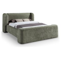 Modena Green Chenille Fabric Upholstered Queen Bed