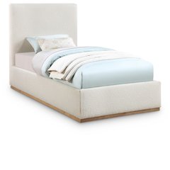 Monaco Cream Boucle Fabric Twin Bed