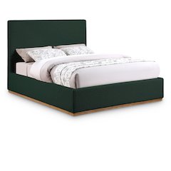 Monaco Green Boucle Fabric Queen Bed