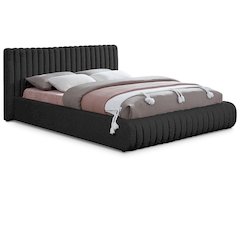 Nash Black Boucle Fabric Queen Bed