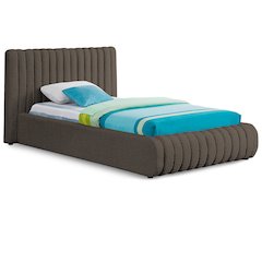 Nash Brown Boucle Fabric Twin Bed