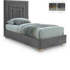 Nora Grey Velvet Twin Bed