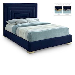 Nora Navy Velvet King Bed