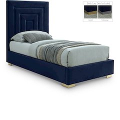 Nora Navy Velvet Twin Bed