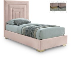 Nora Pink Velvet Twin Bed