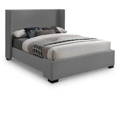 Oxford Grey Linen Textured Fabric Queen Bed
