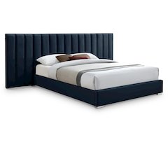 Pablo Navy Velvet Queen Bed