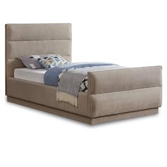 Paxton Beige Chenille Fabric Twin Bed
