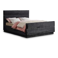Paxton Black Chenille Fabric Queen Bed