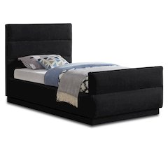 Paxton Black Chenille Fabric Twin Bed