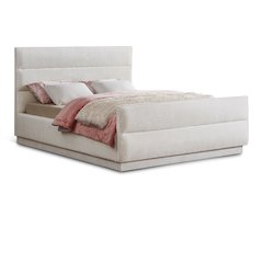 Paxton Cream Chenille Fabric King Bed