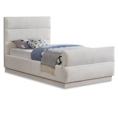 Paxton Cream Chenille Fabric Twin Bed