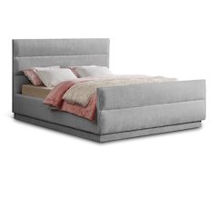 Paxton Grey Chenille Fabric Queen Bed