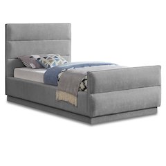 Paxton Grey Chenille Fabric Twin Bed