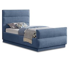 Paxton Light Blue Chenille Fabric Twin Bed