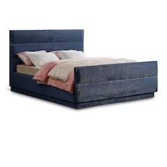 Paxton Navy Chenille Fabric Queen Bed